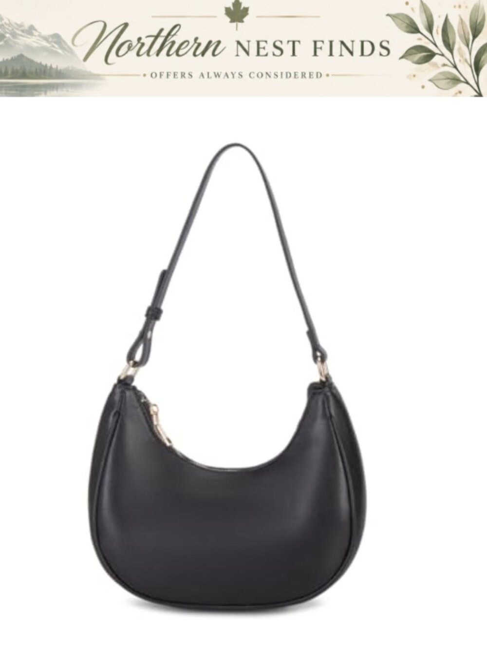 Leather Hobo Tote Handbag Mini Clutch Purse Zip Closure Shoulder Bag